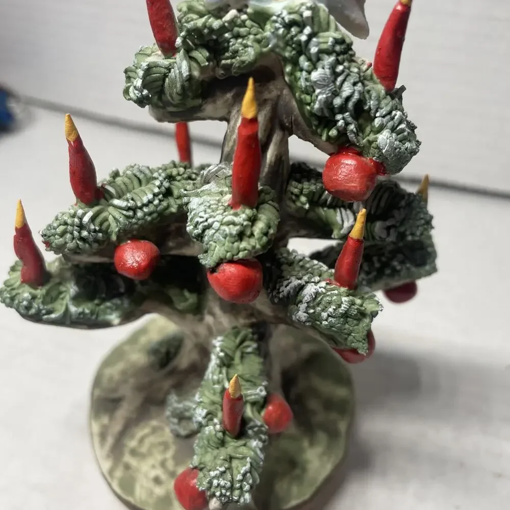 Vtg Capodimonte Italian Porcelain Christmas Tree w/Candles Decor 5.5
